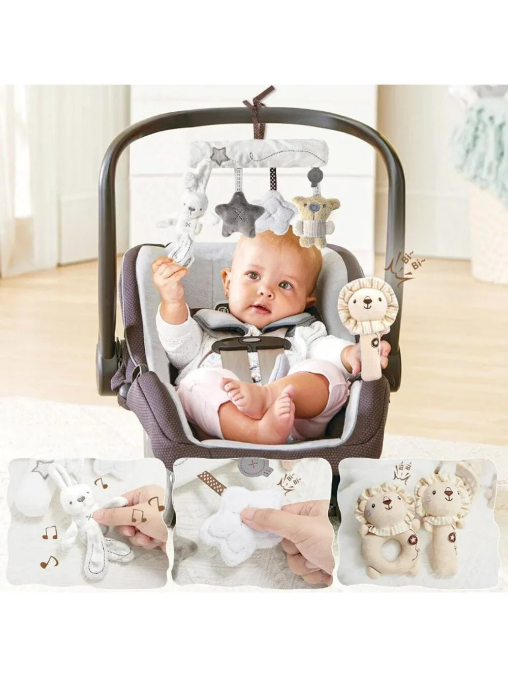 9-Piece Newborn Baby Gift Basket Set - Unisex Essentials, Rattles, Blanket